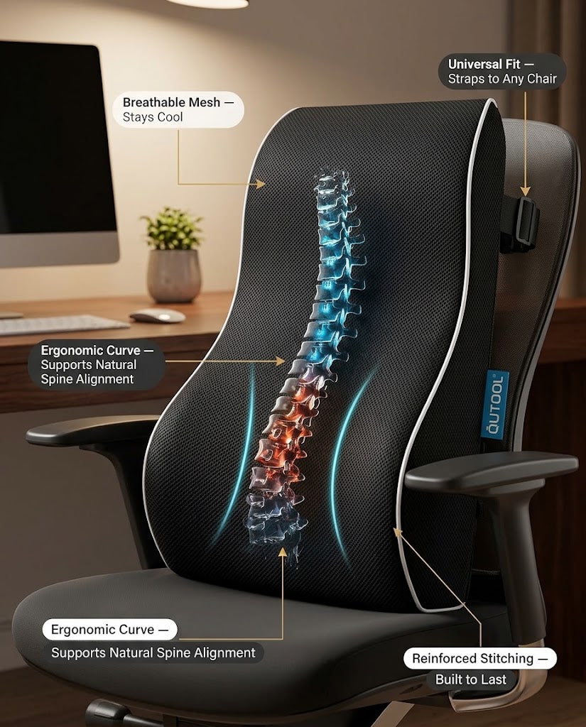 Ergonomic Memory Foam Lumbar Support Cushion