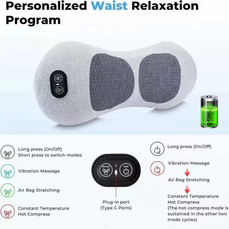 Multifunctional Lumbar Support Pillow with Massage and Heating